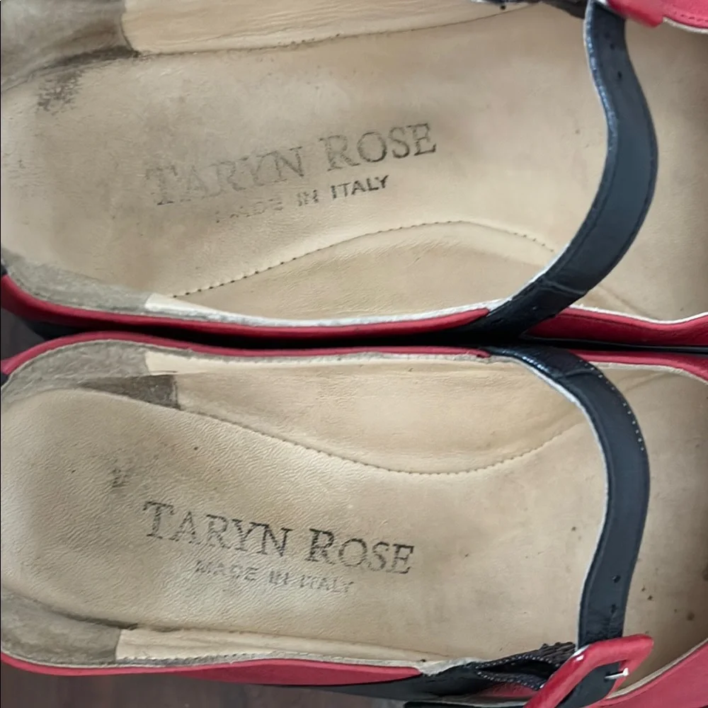 Taryn Rose Red and Black Mary Jane Flats. 6. Made in Italy.